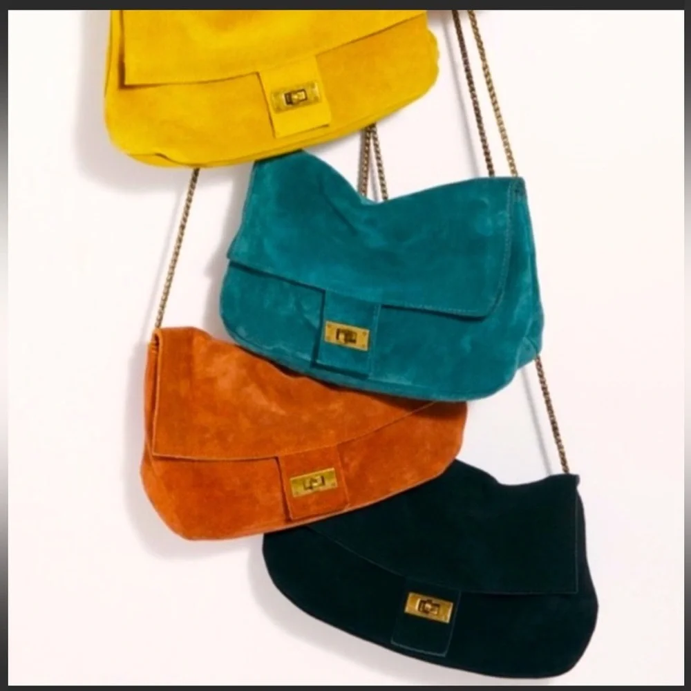 NWT Free People Slouchy Suede Chain Shoulder Bag Color: Burnt Bowen MSRP $58 - Picture 1 of 16